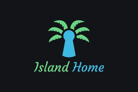 Palm tree and keyhole object with minimalist and modern shape suitable for is Stock Illustration