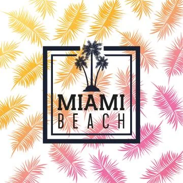 Palm tree and leaf icon. Miami florida design.Vector graphic Illustrazione stock