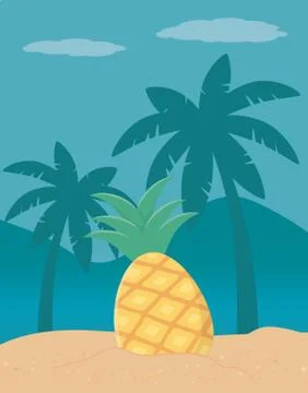 Palm tree and pineapple design Stock Illustration