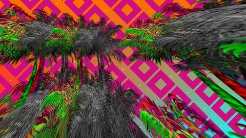 Palm tree and square patterns Stock Footage 109188457
