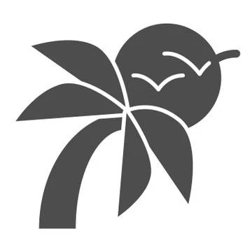 Palm tree and sun solid icon. Tropical landscape vector illustration isolated on イラスト素材