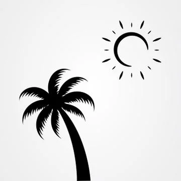 Palm tree and the sun vector illustration Stock Illustration