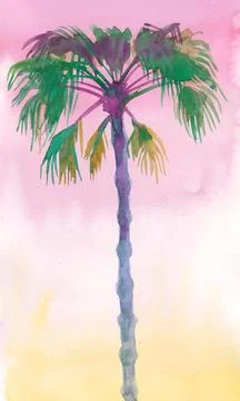 Palm tree and sunset Illustrazione stock