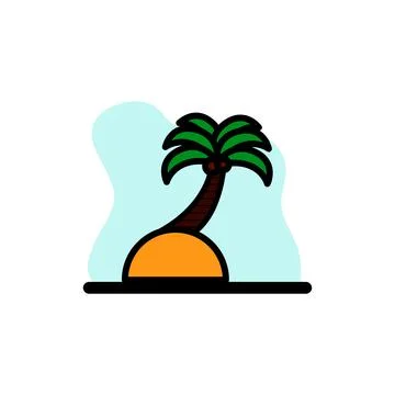Palm Tree on A Beach Icon Vector Concept Illustration Design Stock Illustration
