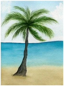Palm tree on the beach Stock Illustration