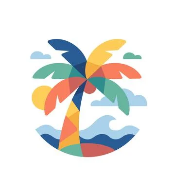 Palm tree on a beach summer vector illustration Ilustración de archivo