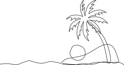 Palm tree by the beach Vector Stock Illustration