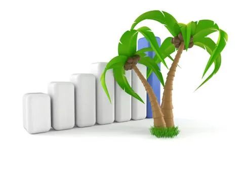 Palm tree with chart Stock Illustration