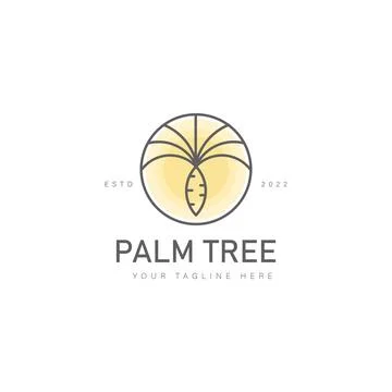 Palm tree with circle line logo design illustration icon Stock Illustration