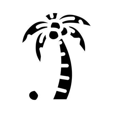 Palm tree coconut glyph icon vector illustration Stock Illustration