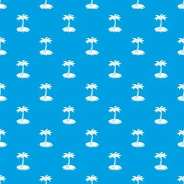 Palm tree with coconuts pattern vector seamless blue 스톡 일러스트