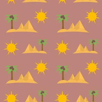 Palm tree with coconuts seamless pattern Stock Illustration