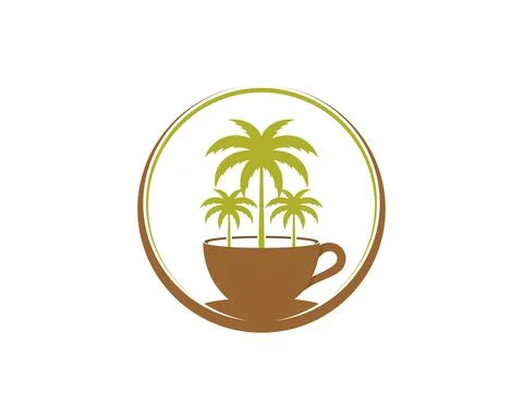 Palm tree on the coffee cup Stock Illustration