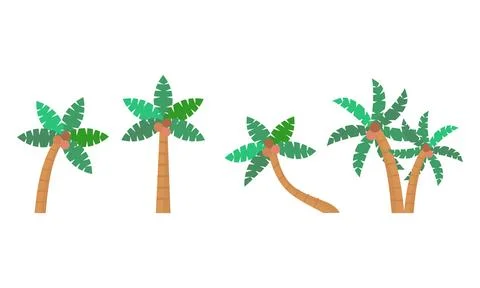 Palm Tree Collection with Tropical Coconut Trees for Summer Travel and Natu.. Illustrazione stock