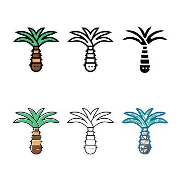 Palm tree color icon multipack vector Stock Illustration