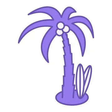 Palm Tree Colored Icon. Coconut Tree Vector Icon. Tropical Plant. Summer Co.. Stock Illustration