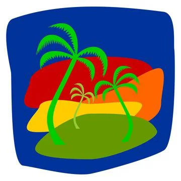 Palm-tree on the colour background Stock Illustration