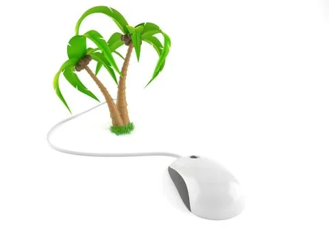 Palm tree with computer mouse Illustrazione stock