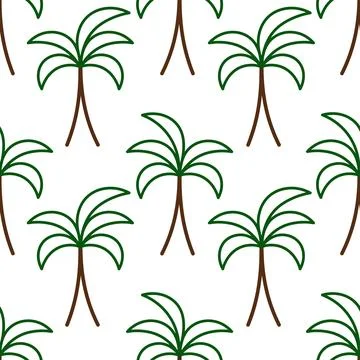 Palm tree.  Continuous vector pattern. Cartoon style. Evergreen tropical tree. イラスト素材
