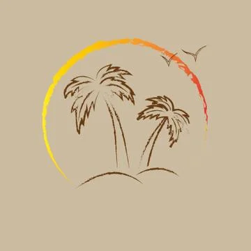 Palm tree contours. Stock Illustration