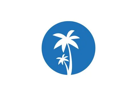 Palm tree design vector. Tropical beach and palm tree logo design. Creative s Stock Illustration