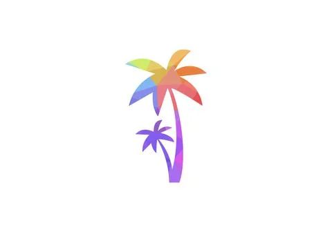 Palm tree design vector. Tropical beach and palm tree logo design. Creative s Stock Illustration