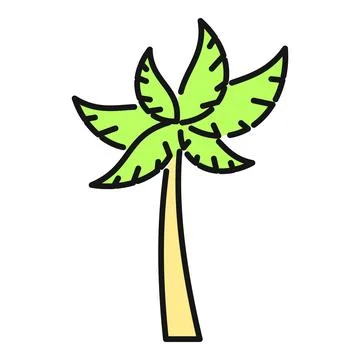 Palm tree doodle icon representing summer holidays Illustrazione stock