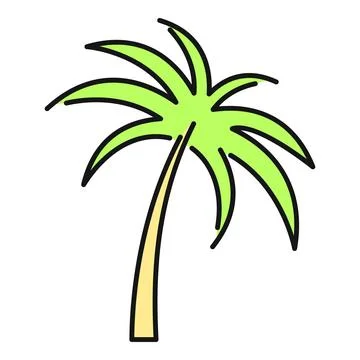 Palm tree featuring vibrant green leaves on a white background 스톡 일러스트