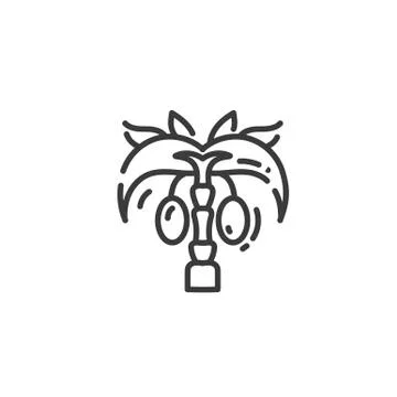 Palm tree with fruit flat outline icon of Egypt, concept silhouette Stock Illustration