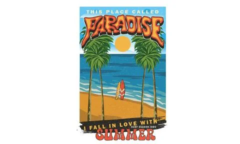 Palm tree graphic design. Beach t shirt. Stock Illustration