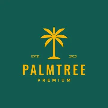 Palm tree grow clean modern simple minimalist style flat logo design vector.. Stock Illustration