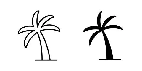 Palm tree icon in black and white. vector icon pack for websites Stock Illustration