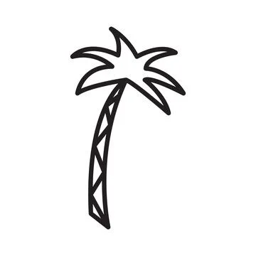 Palm tree icon Black line art vector Stock Illustration