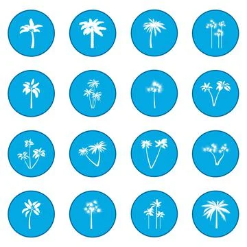 Palm tree icon blue Stock Illustration