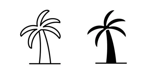 Palm tree icon collection in black, Line icons, flat symbols Stock-Illustration