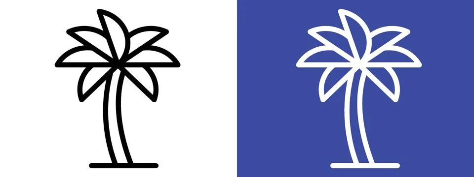 Palm tree icon logo set vector Stock Illustration