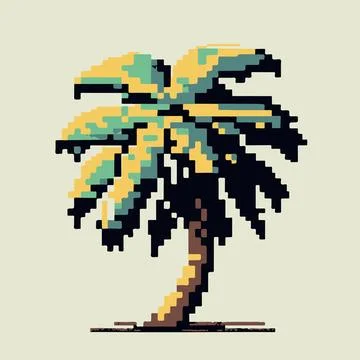 Palm tree icon in pixel style Stock Illustration