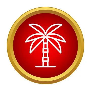 Palm tree icon on red gold button イラスト素材