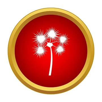 Palm tree icon on a red hot button Illustrazione stock