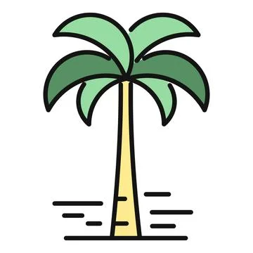 Palm tree icon representing tropical vacation summer travel Stock-Illustration
