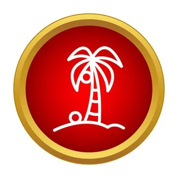 Palm tree icon representing tropical island vacation 库存插图