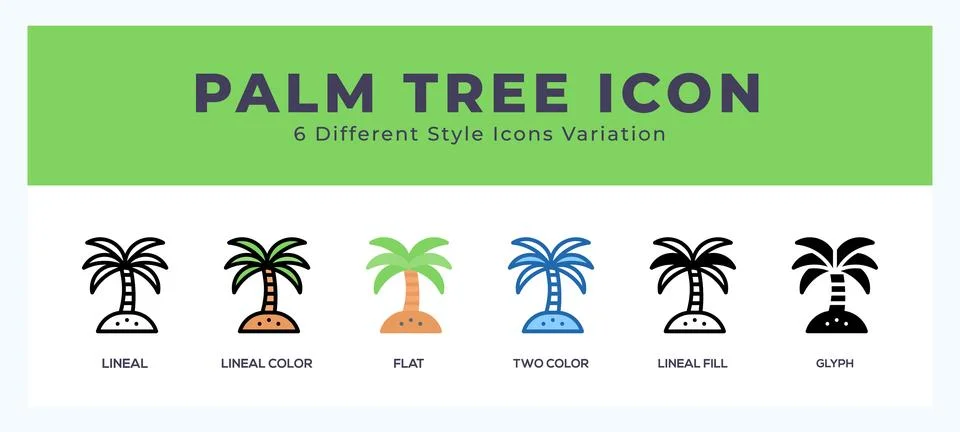 Palm tree icon set. Design elements for logo Stock Illustration