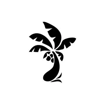 Palm tree icon. Simple flat illustration. Vector icon. Black and white coconut Stock Illustration