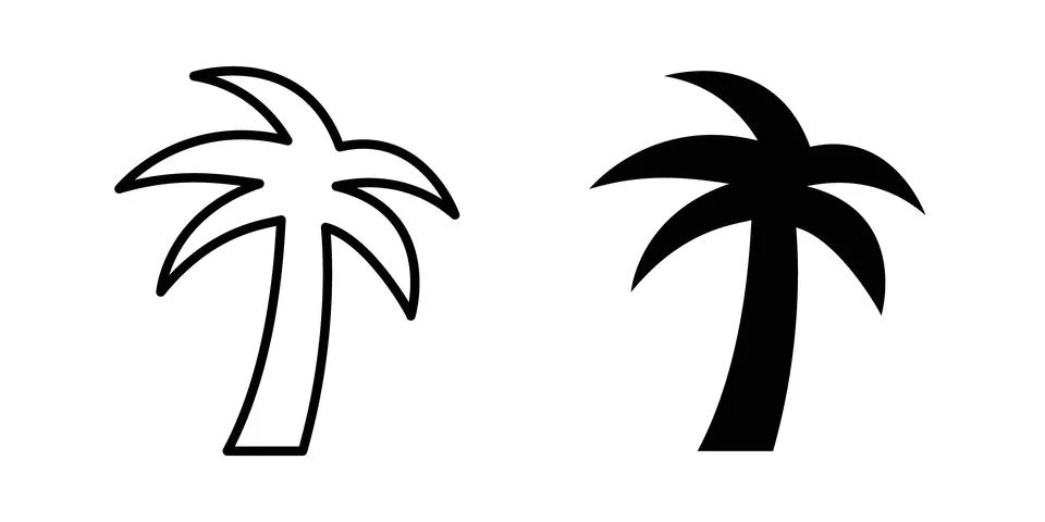 Palm tree icon solid, line, and editable vector set. イラスト素材