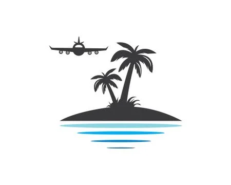 Palm tree icon of summer and travel logo vector illustration Illustrazione stock