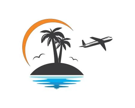 Palm tree icon of summer and travel logo vector illustration Illustrazione stock