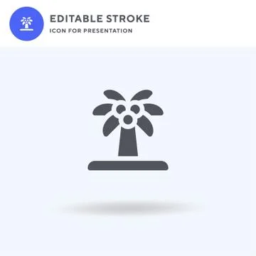 Palm Tree icon vector, filled flat sign, solid pictogram isolated on white, logo Stock Illustration