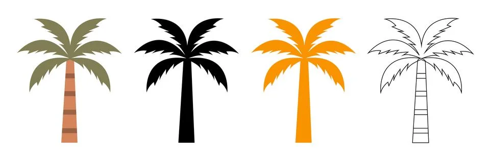Palm tree icons in flat vector style with copy space for infographic design Stock Illustration