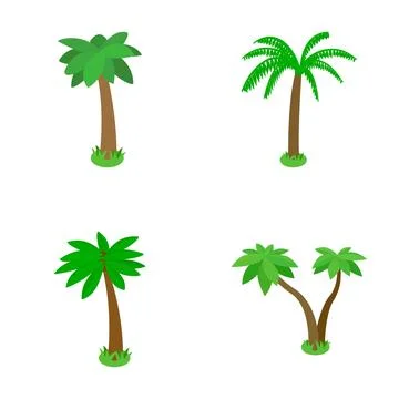 Palm tree icons set representing tropical foliage Ilustración de archivo