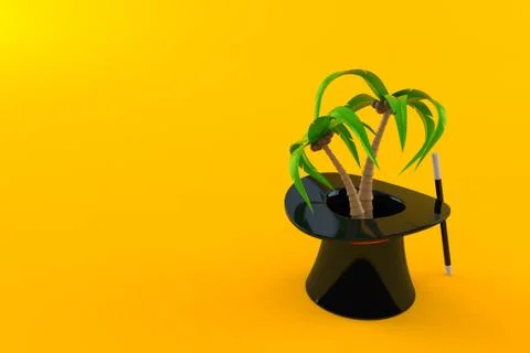 Palm tree inside magic hat Illustrazione stock